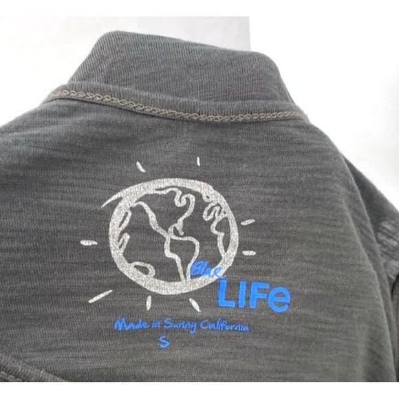 BLUE LIFE Planet Blue Top S Gray Soft Modal Flowy Cropped Trapeze Oversized USA - Picture 5 of 5